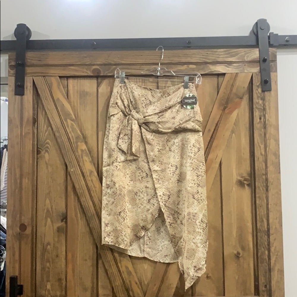 Snakeskin wrap mini skirt